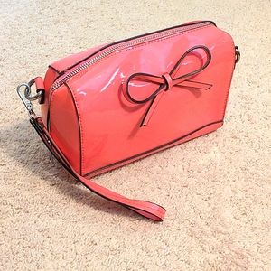 NWOT Hot Pink Vinyl Mini Bag with Bow